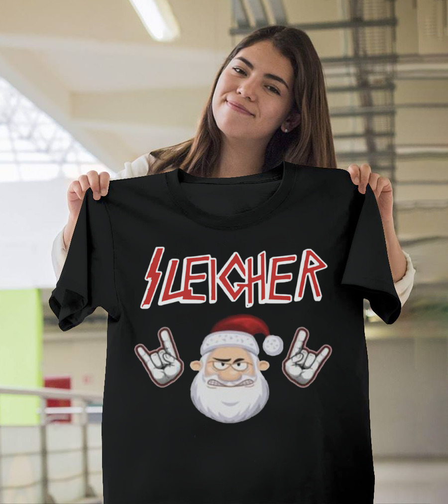 Santa Sleicher Christmas Rock Santa T-Shirt