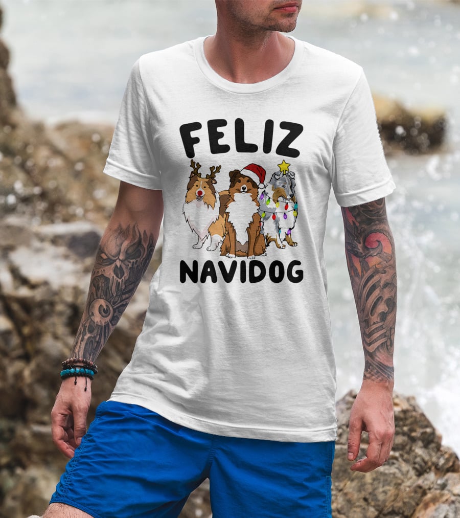 Feliz Navidog Shetland Sheepdogs Christmas Fun T-Shirt