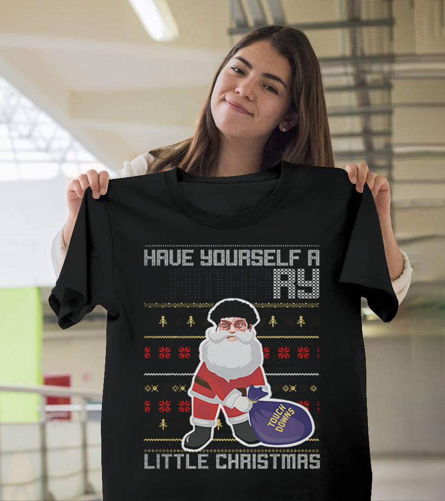 Have Yourself a Merry Little Christmas Touch Downs Santa Bag T-Shirt