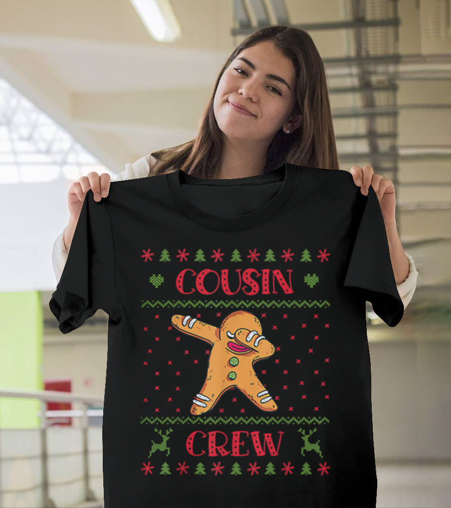 Cousin Crew Festive Christmas Dab Cookie With Holiday Symbols T-Shirt