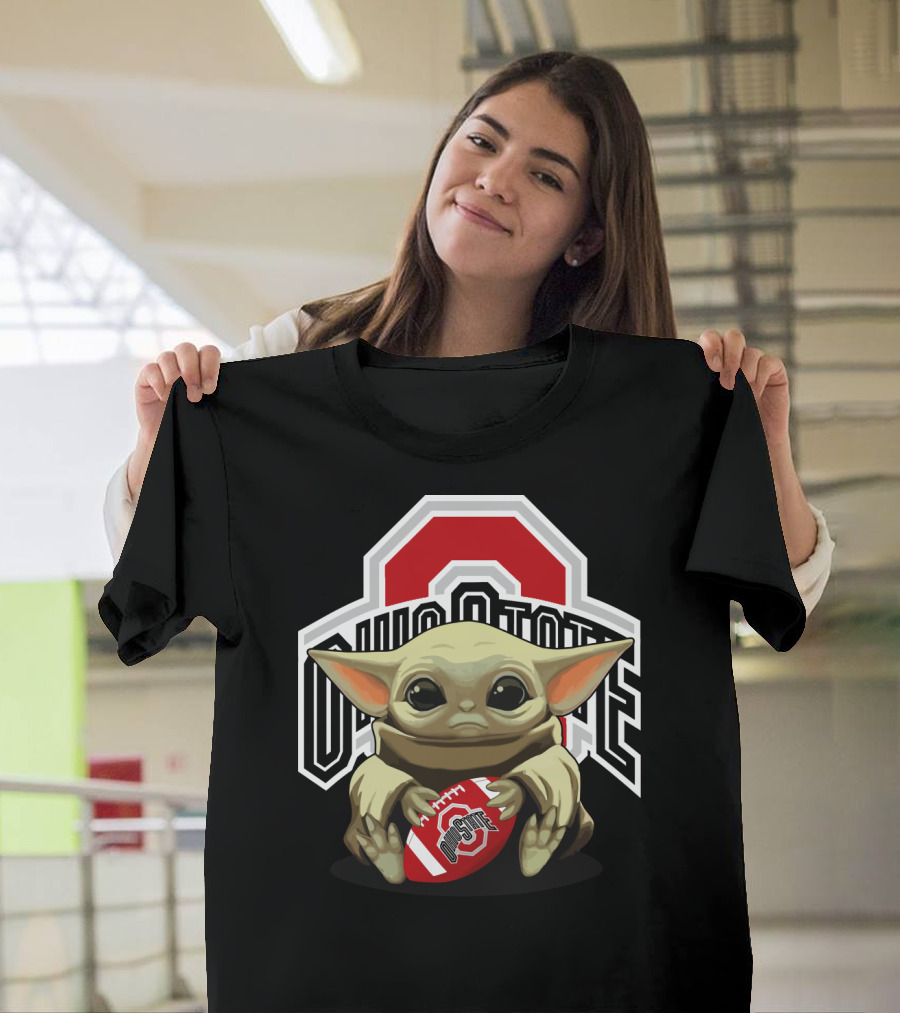 Ohio State Baby Yoda Football T-Shirt