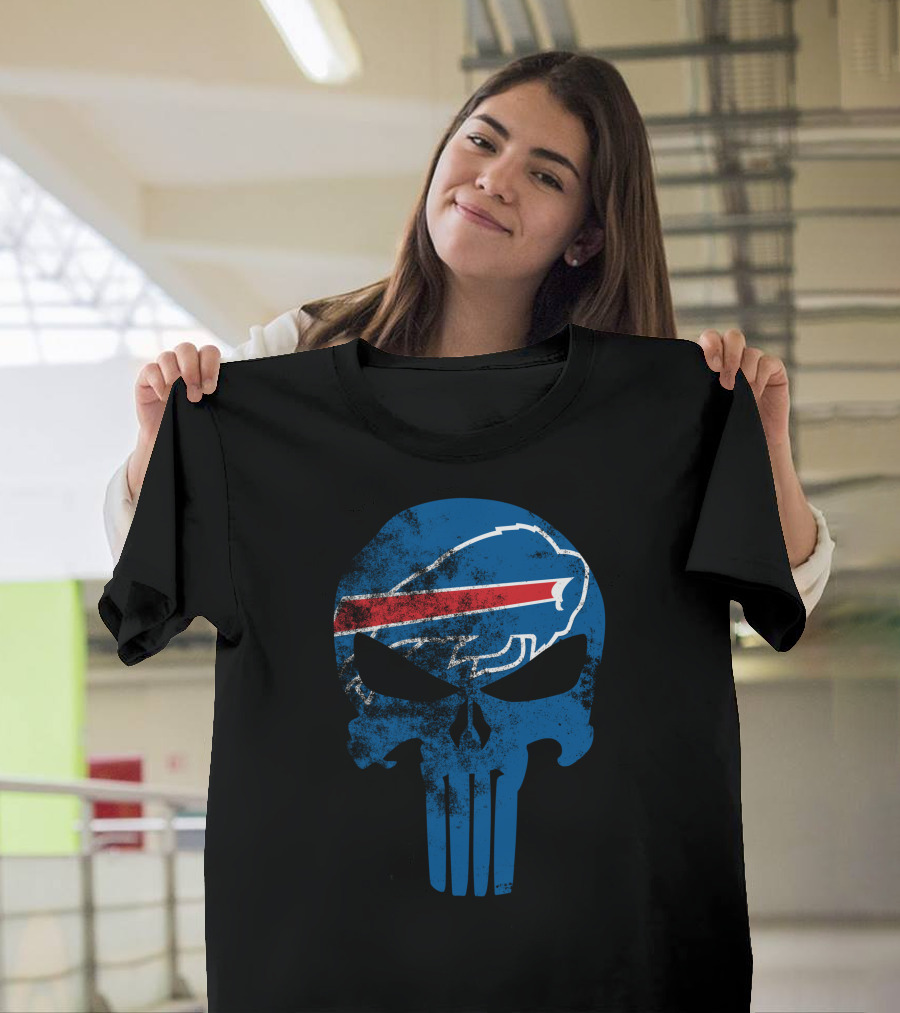 Bills Skull Punisher Logo Buffalo Bills Nfl Symbol T-Shirt
