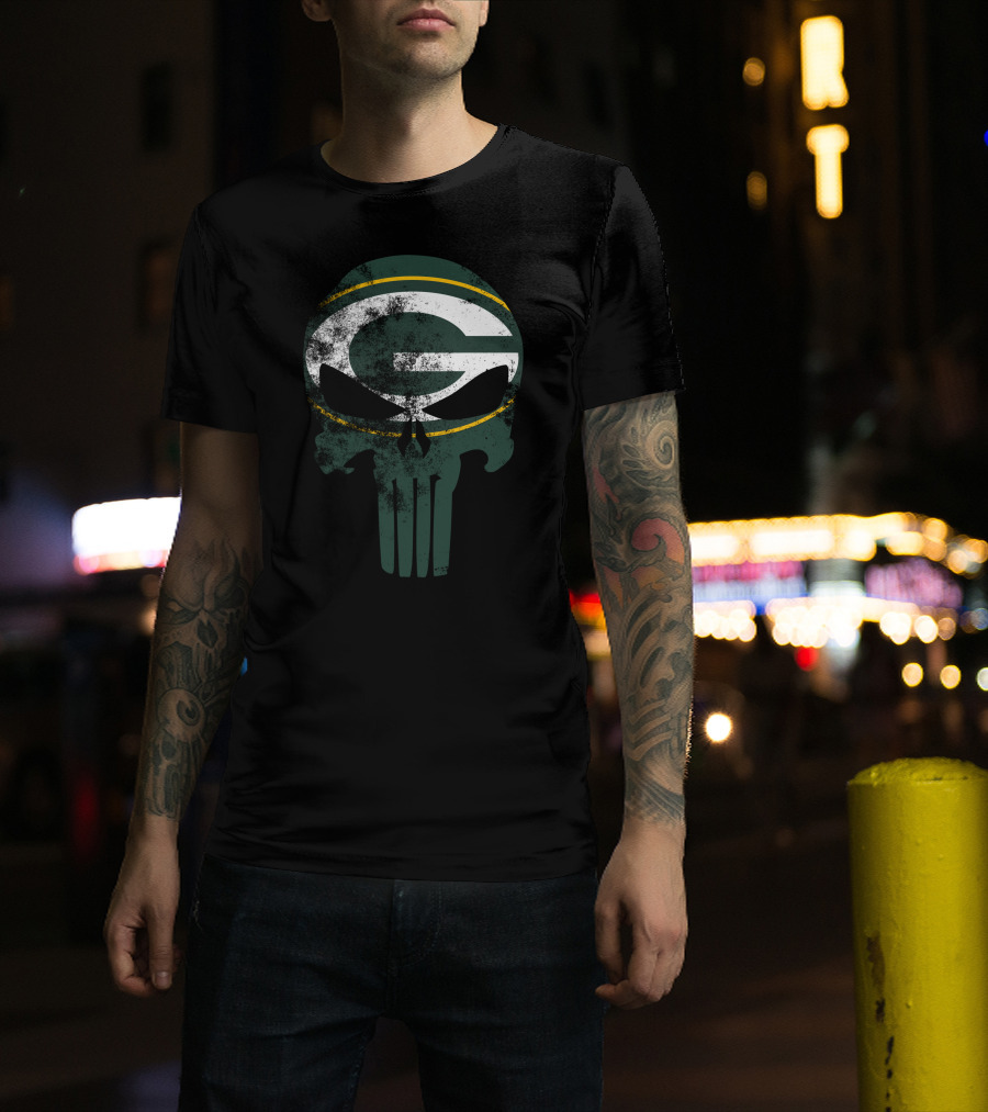 Packers G Skull Punisher Green Bay Football T-Shirt