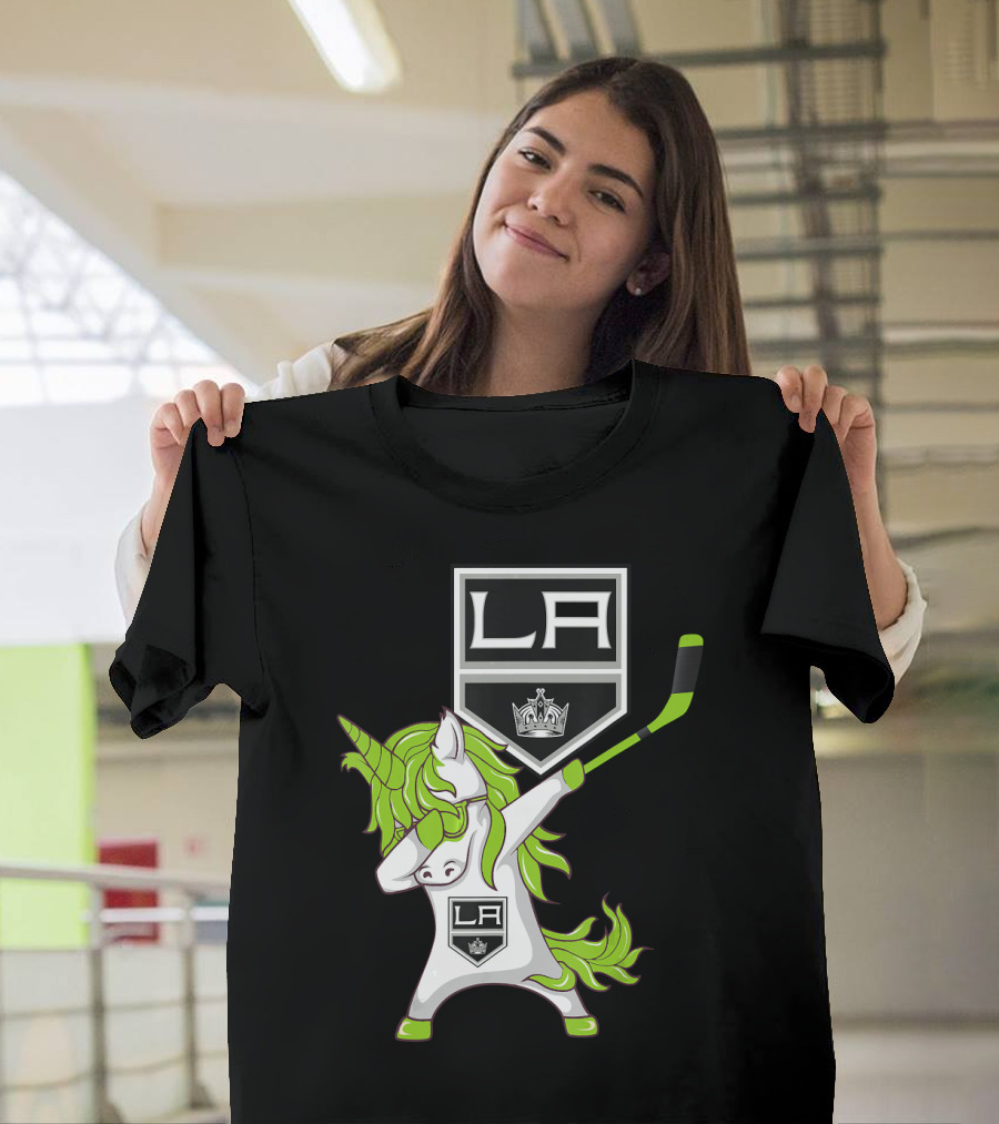 St Patrick Day Dabbing Unicorn Hockey Los Angeles Kings T-Shirt