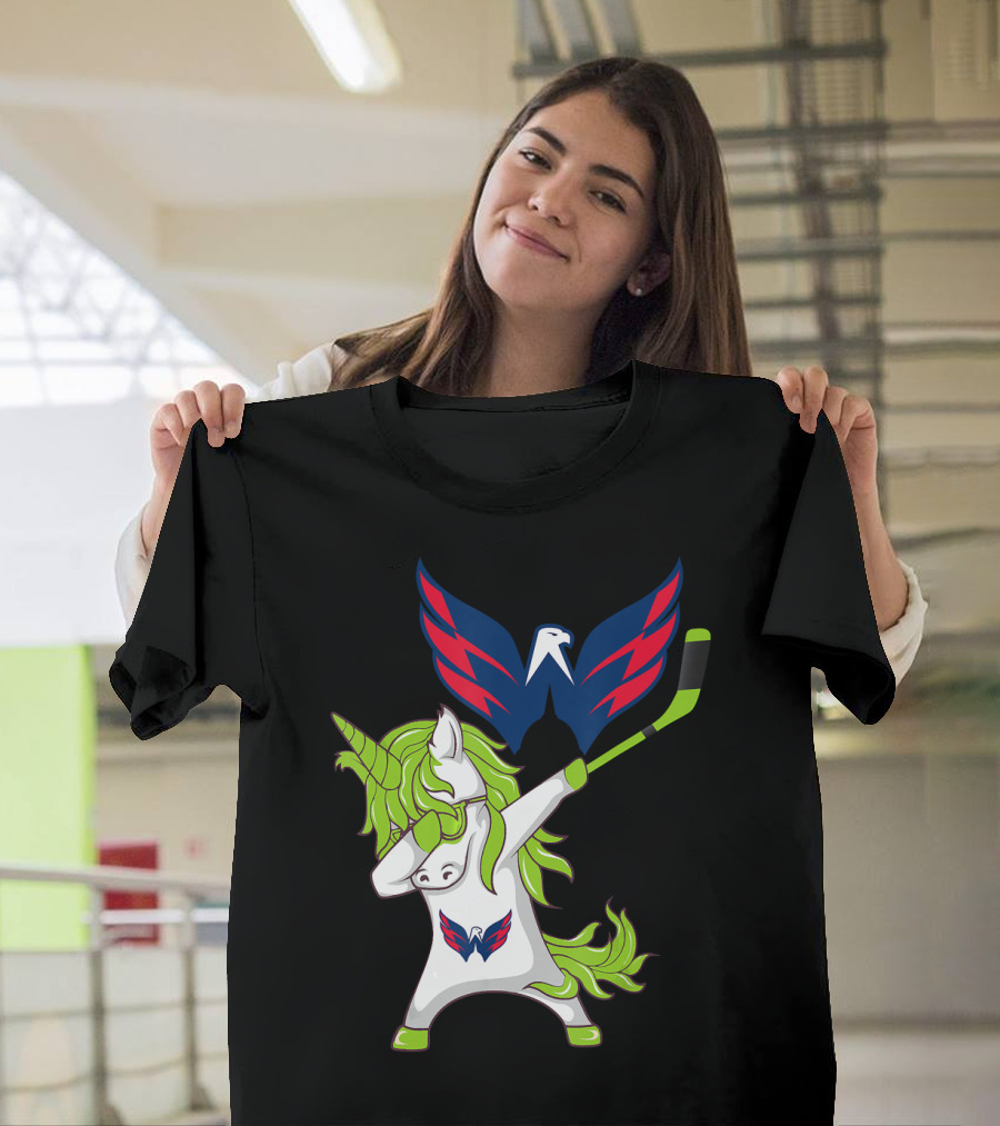 St Patrick's Day Dabbing Unicorn With Washington Capitals Hockey T-Shirt