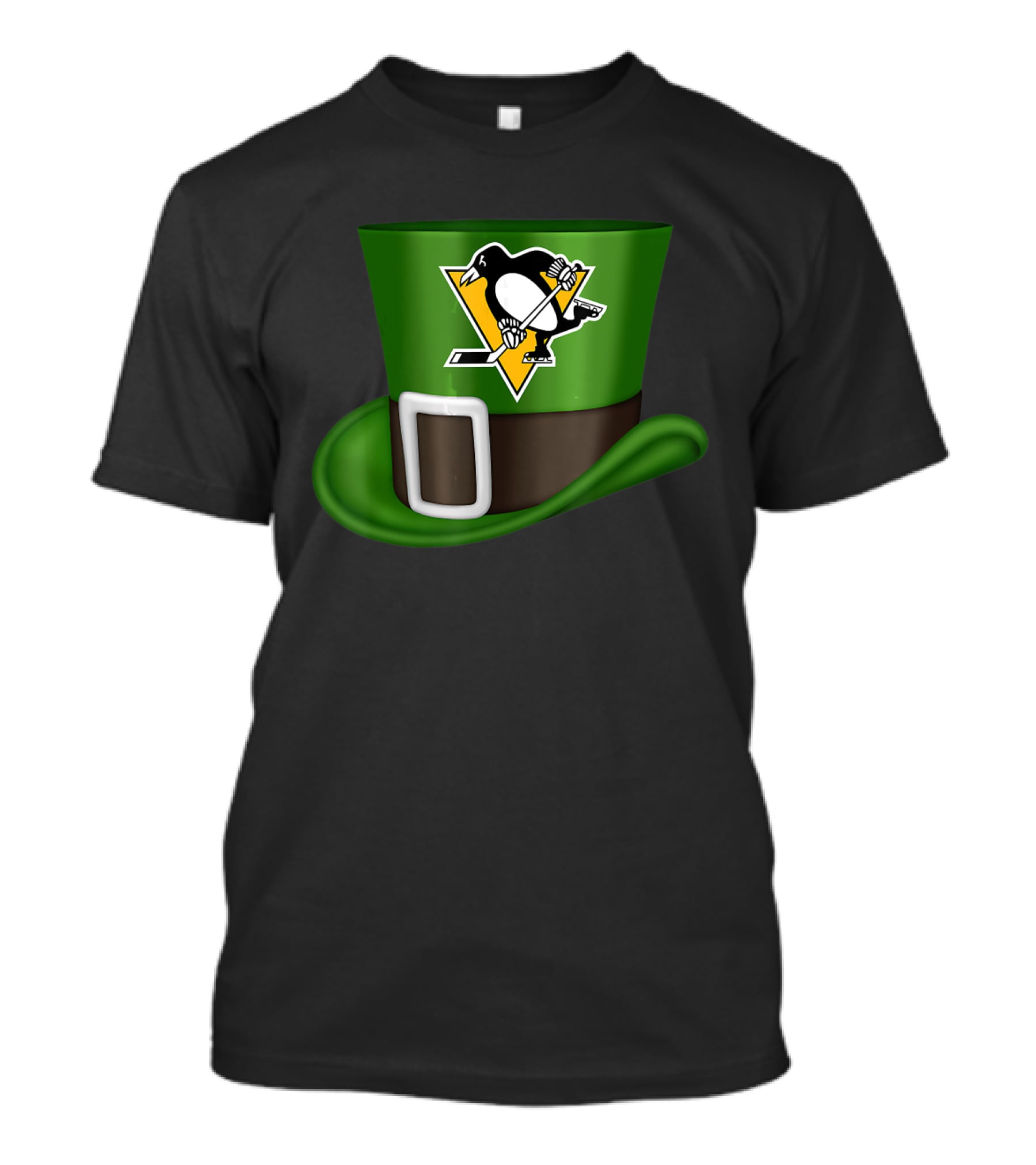 St Patrick Day Pittsburgh Penguins Leprechaun Hat Hockey T-Shirt