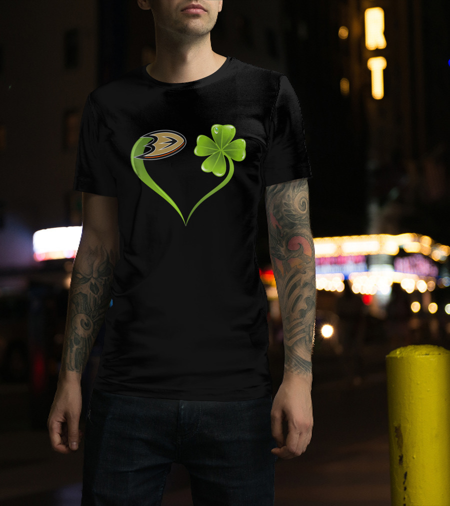 St Patrick's Day Anaheim Ducks Shamrock Heart T-Shirt