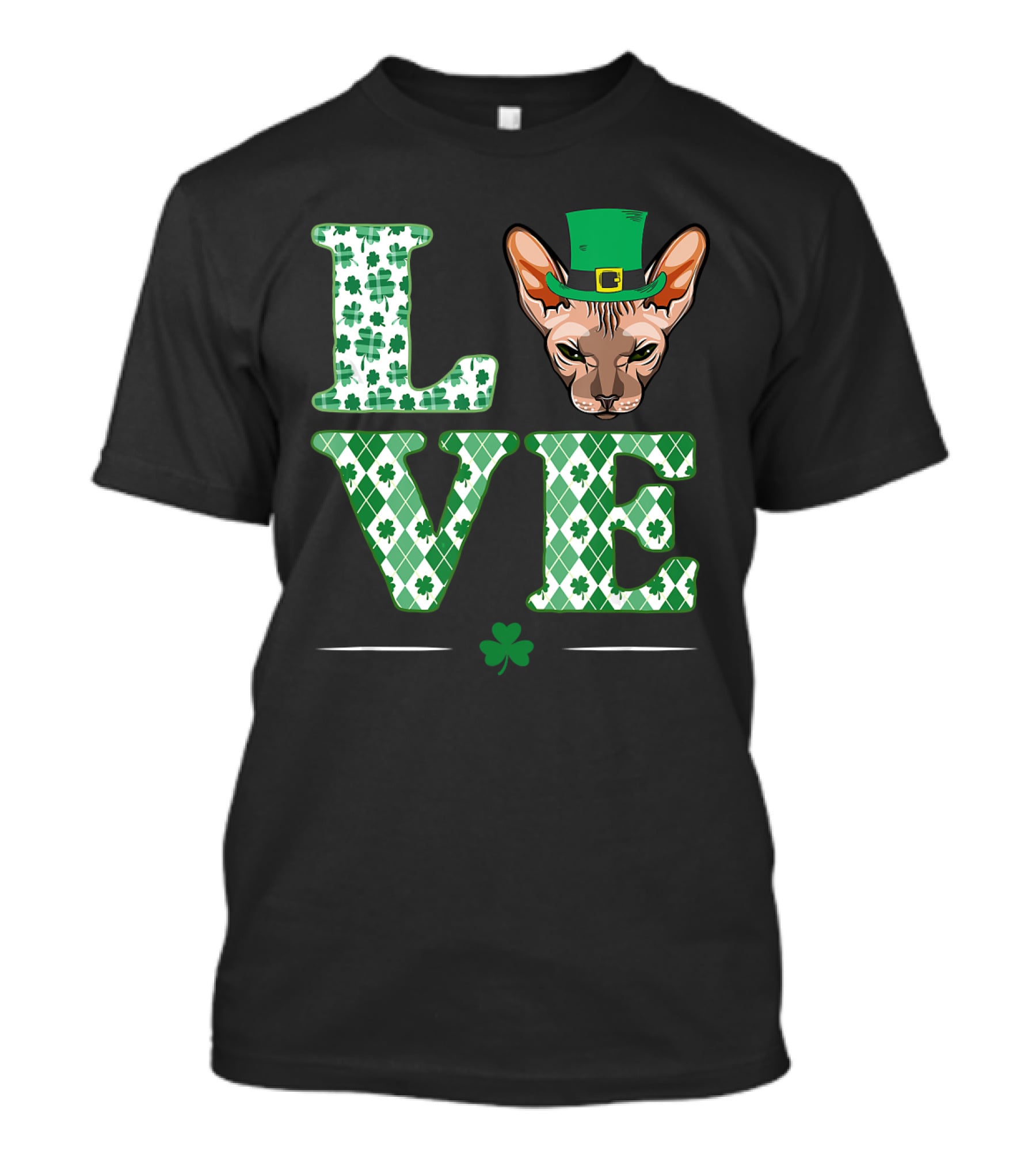 Love Sphynx Cat Leprechaun Shamrock St Patrick Day T-Shirt