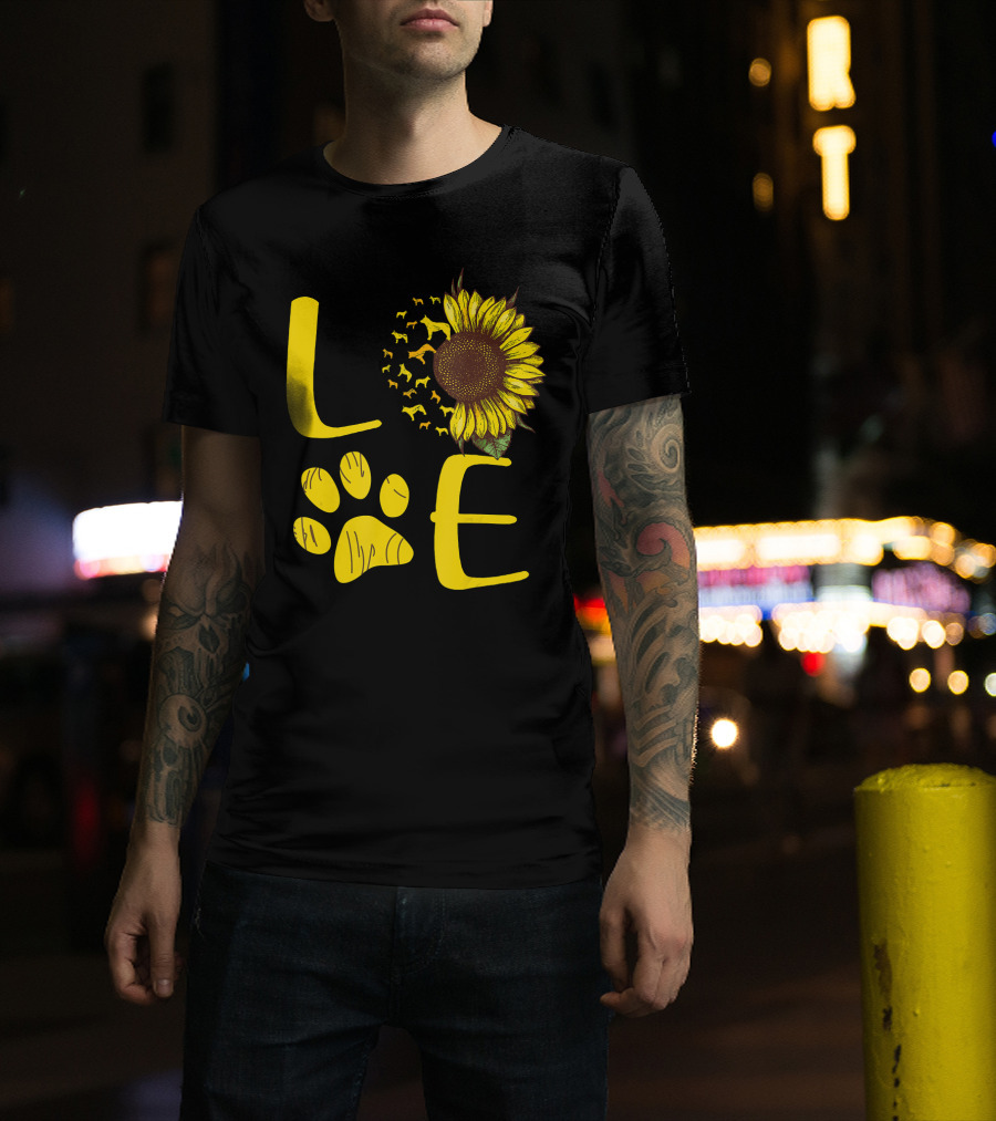 LOVE Australian Cattle Dog Paw Sunflower T-Shirt