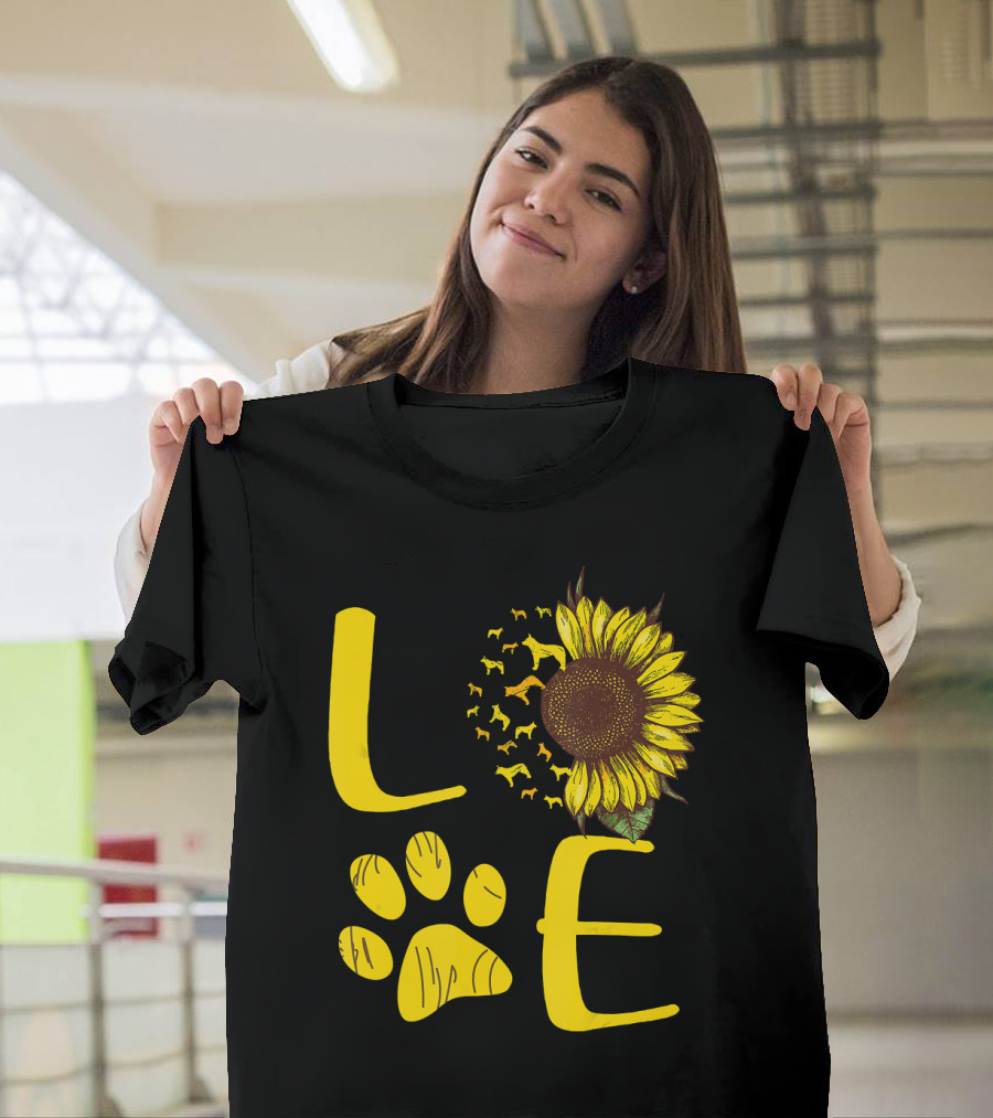 LOVE Australian Cattle Dog Paw Sunflower T-Shirt