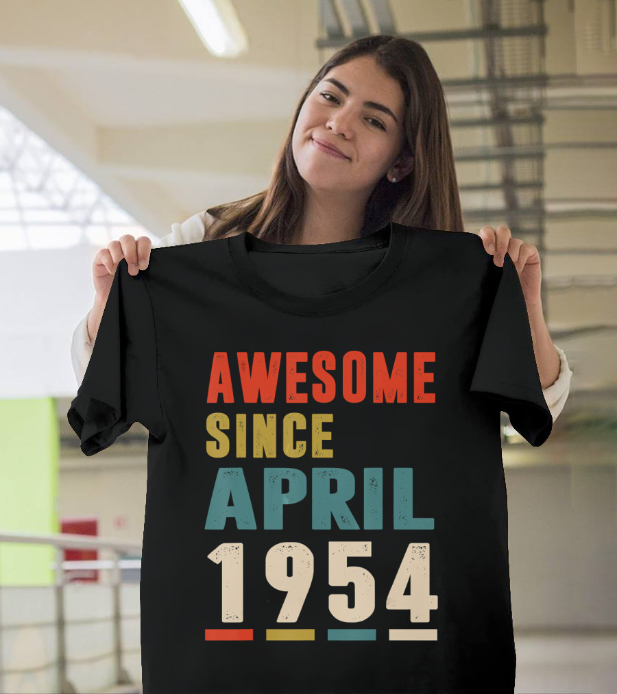Awesome Since April 1954 Retro Birthday T-Shirt