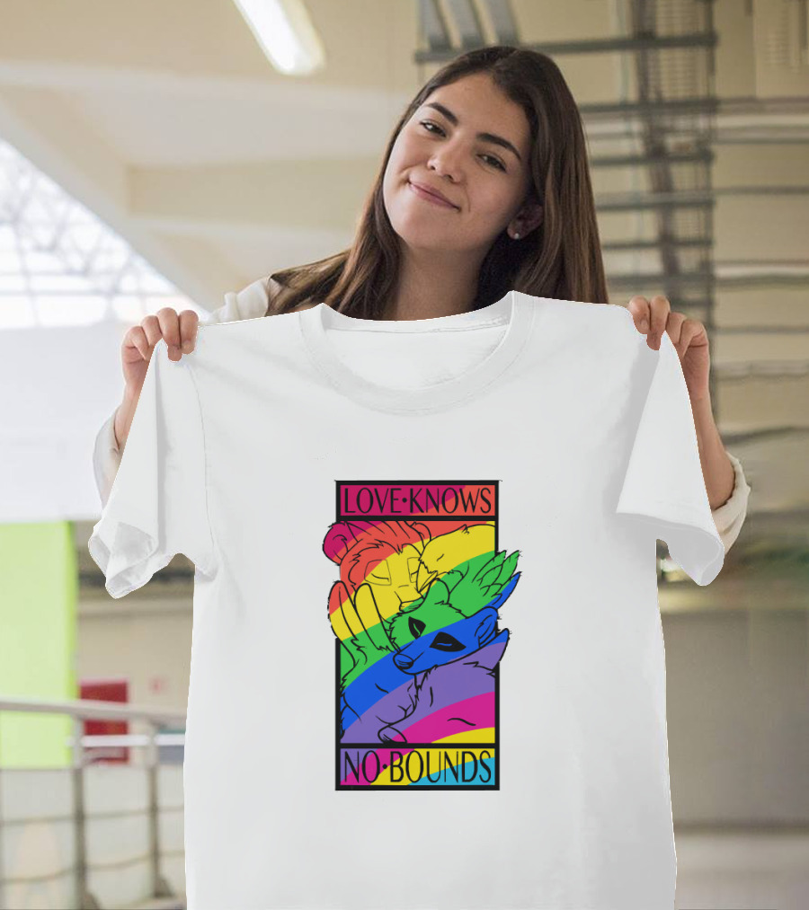 Love Knows No Bounds Rainbow Animal Embrace T-Shirt