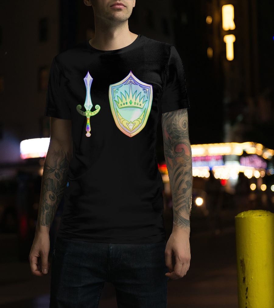 Rainbow Armory Crystal Sword Shield Crown T-Shirt