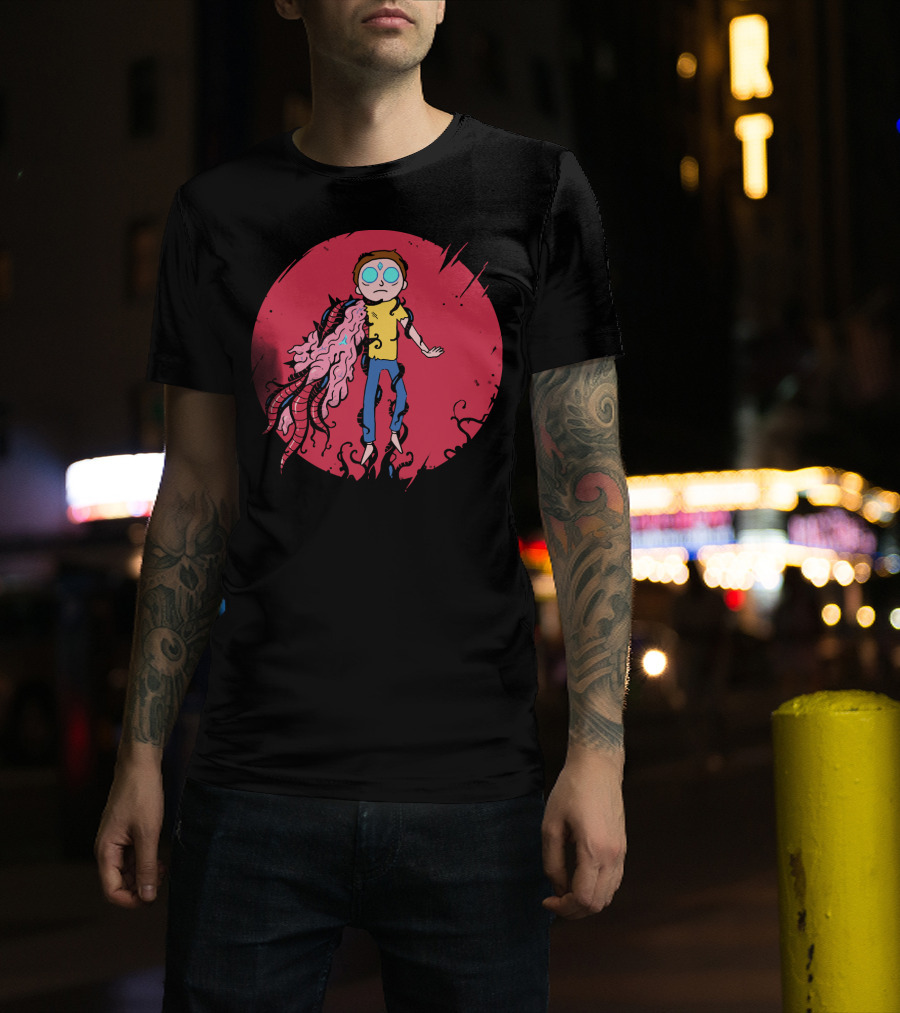 Anime Morty Tentacle Transformation Red Circle Background T-Shirt