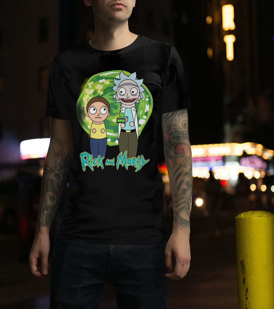 Rick And Morty Green Portal Cute Characters T-Shirt