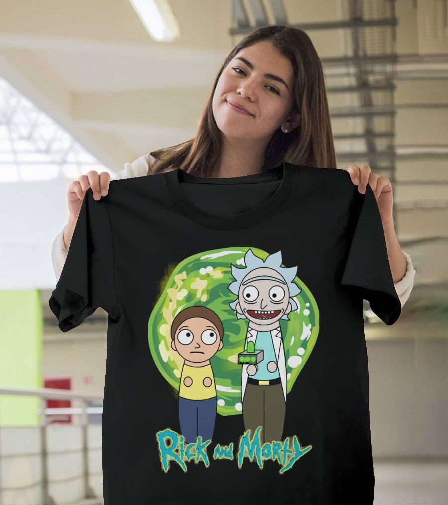 Rick And Morty Green Portal Cute Characters T-Shirt