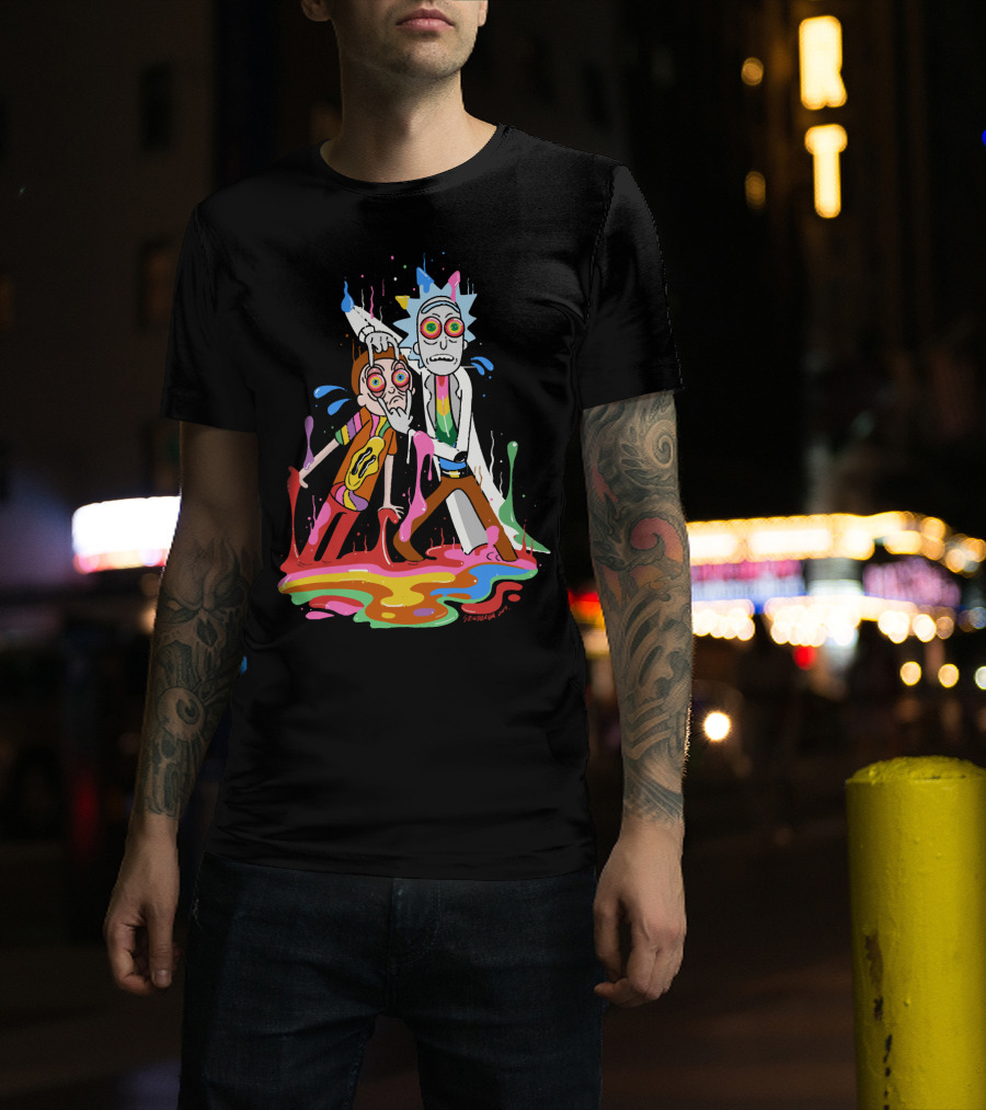 Rick Morty Tripp Psychedelic Adventure With Colorful Melting Portal T-Shirt