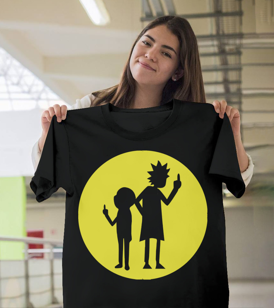 Rick and Morty Silhouette Circle Middle Finger T-Shirt