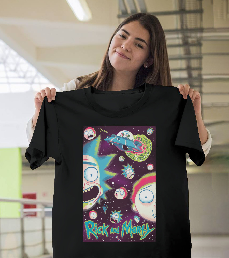 Rick and Morty Galaxy Adventure Cartoon Spaceship Outer Space 3-3-6 T-Shirt