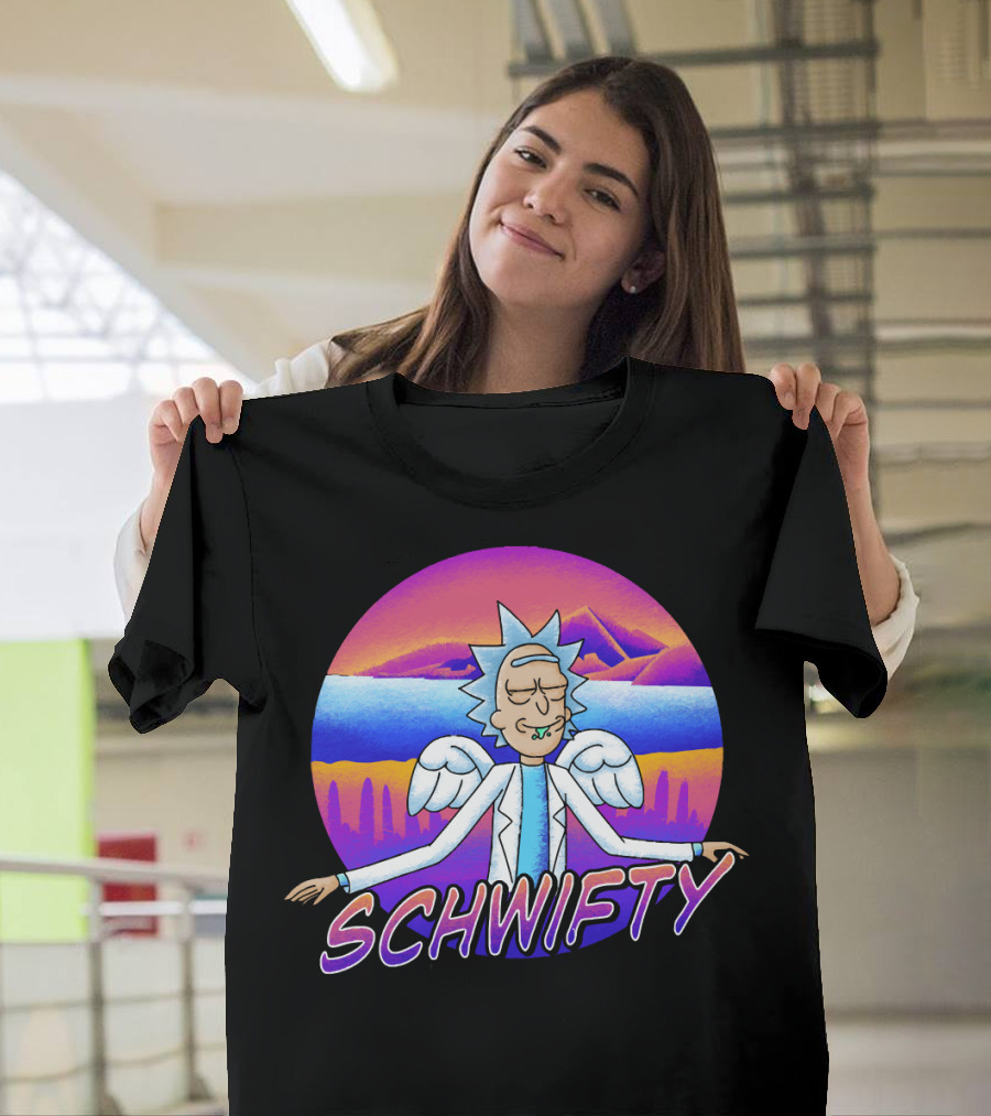 Rick And Morty Schwifty Angel Wings Psychedelic Sunset T-Shirt