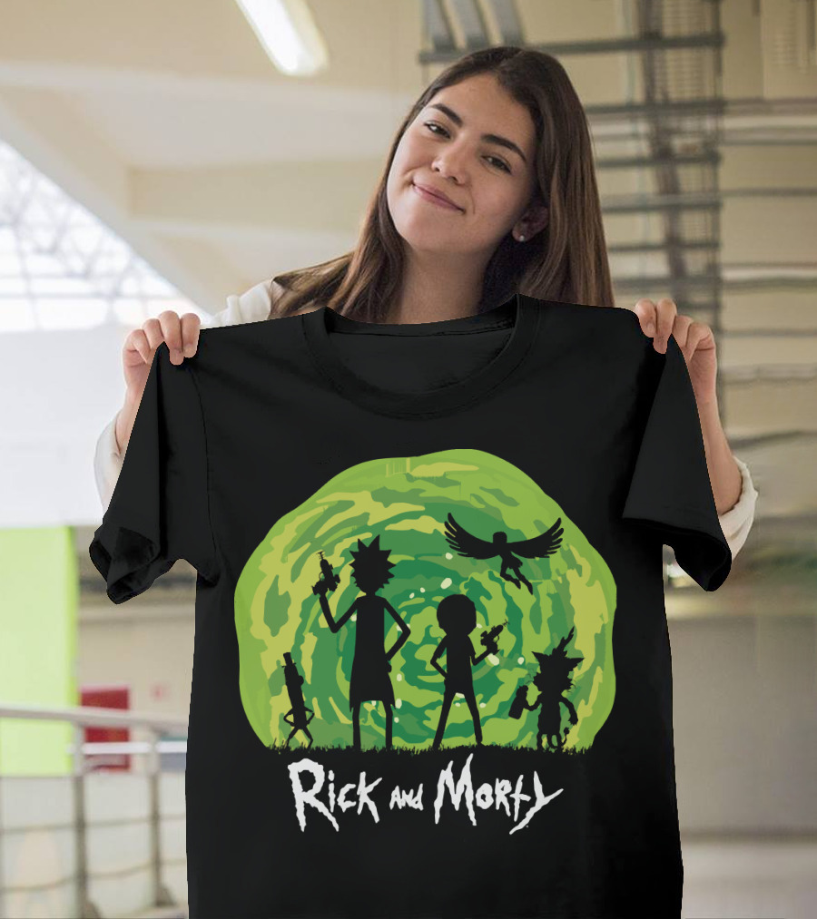 Rick and Morty Schwifty Patrol Silhouette Portal Adventure T-Shirt