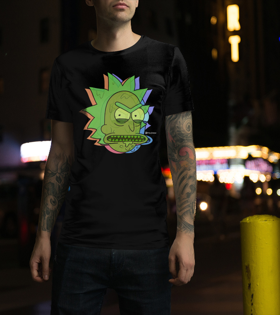Toxic Rick Slime Face Multicolor Portal Fan T-Shirt