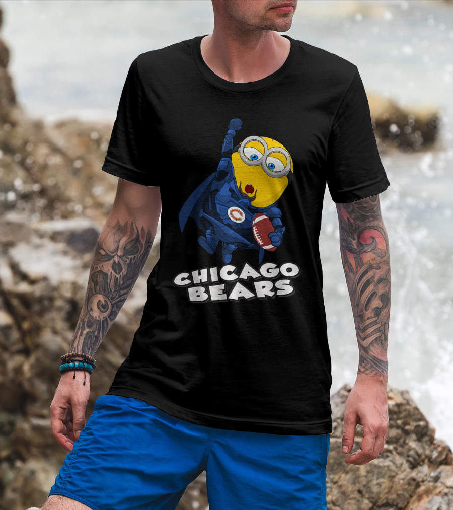 Chicago Bears Minion Football Character With Cape T-Shirt