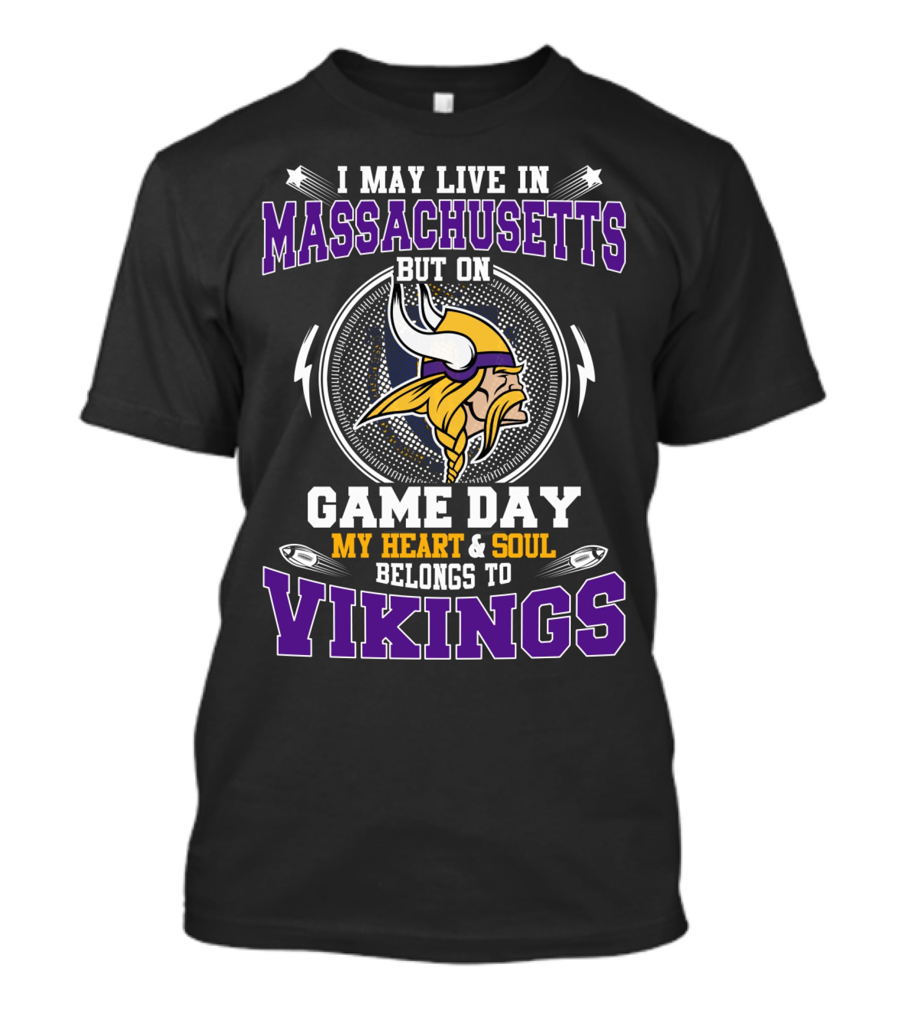Massachusetts Game Day My Heart And Soul Belongs To Vikings T-Shirt