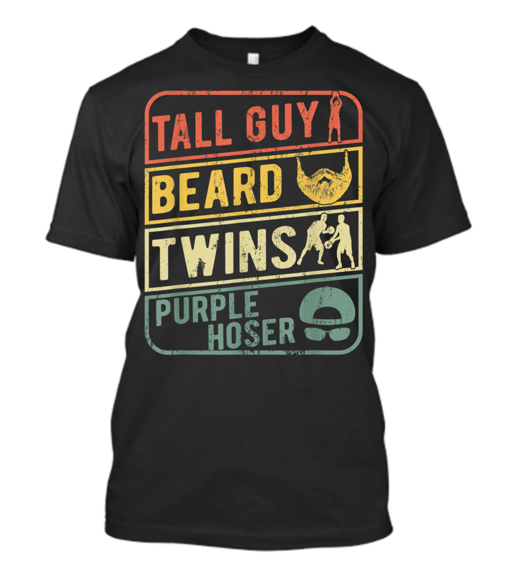 Tall Guy Beard Twins Purple Hoser Sports Iconic Symbols T-Shirt
