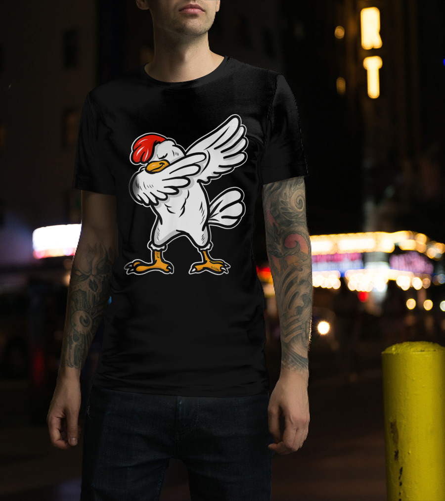 Dabbing Chicken Icon With Red Comb And White Feathers T-Shirt