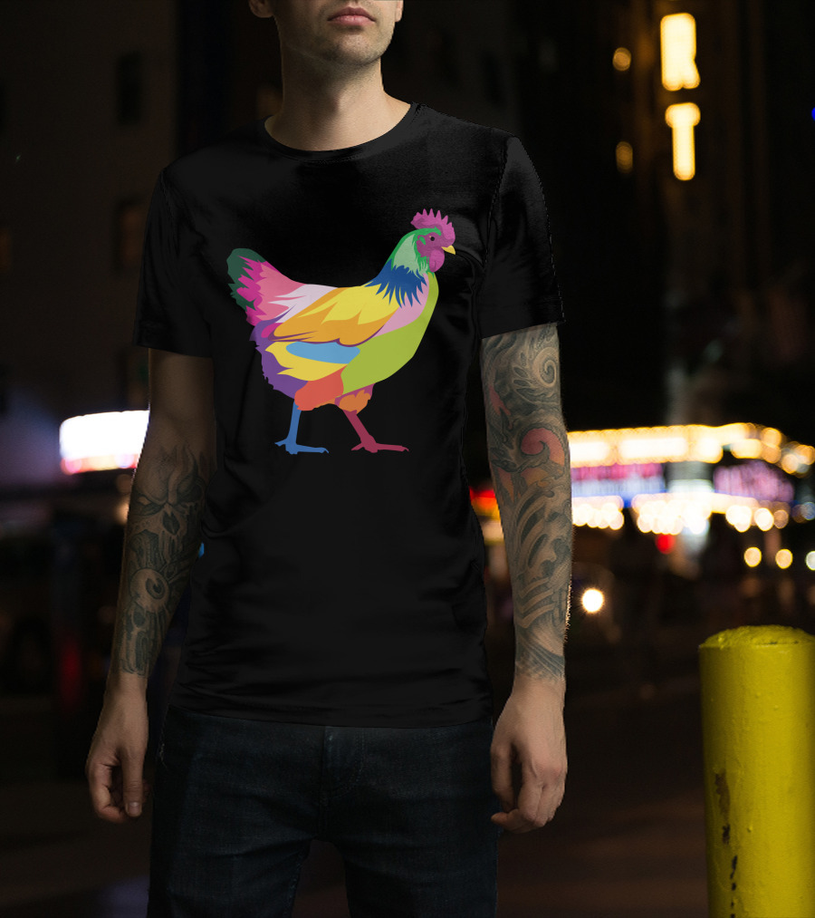 Colorful Rainbow Chicken Hen For Mama T-Shirt