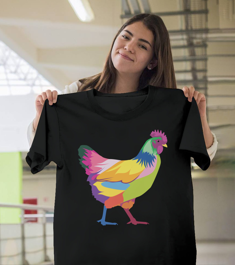 Colorful Rainbow Chicken Hen For Mama T-Shirt