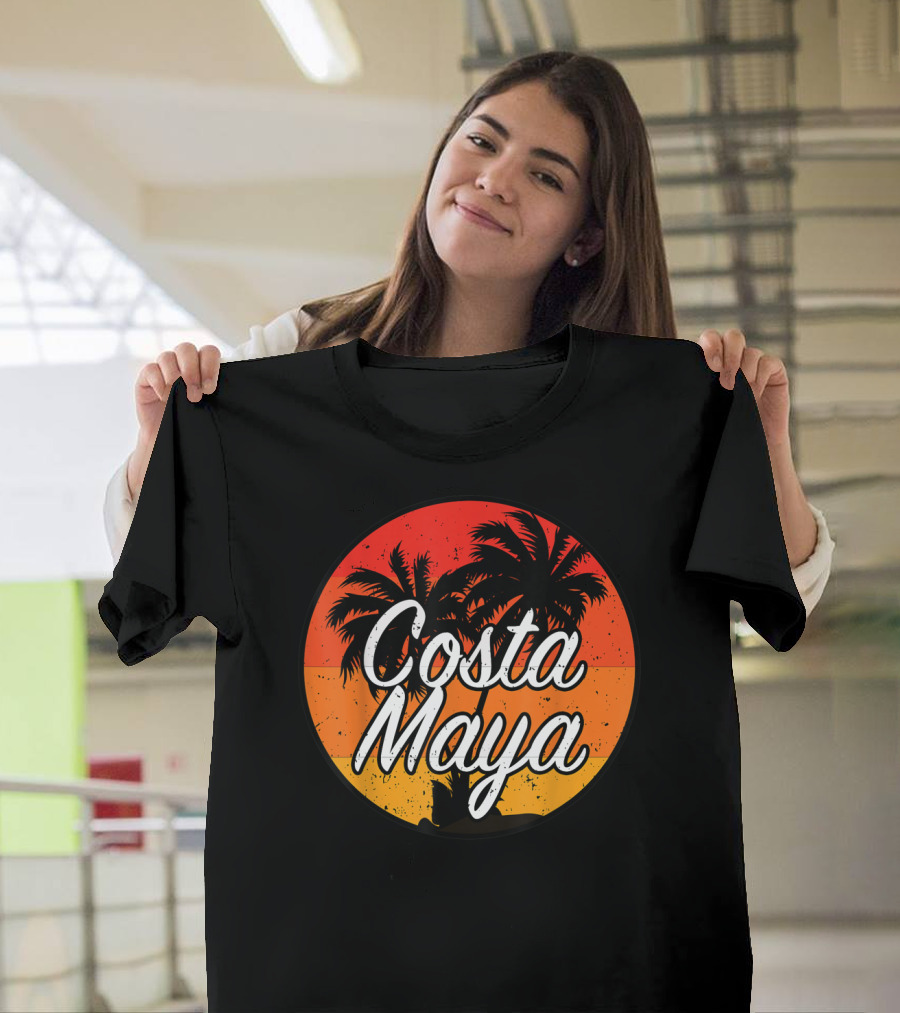 Costa Maya Mexico Vintage Sunset Palm Trees T-Shirt