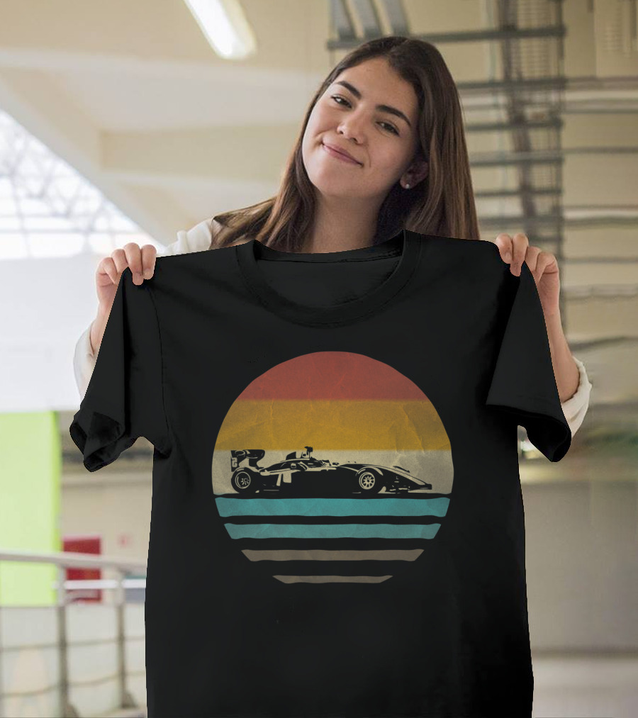Formula Racing Vintage Sunset Retro Car Old School Racing T-Shirt