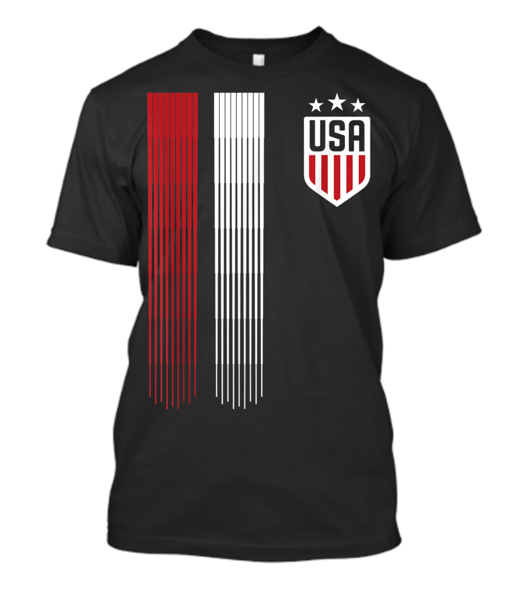 USA Soccer Womens Three Stars Red White Stripes Crest T-Shirt