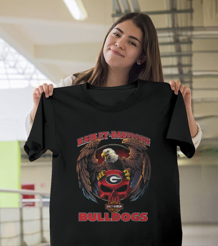 Harley Davidson Georgia Bulldogs Motorcycle Cycles Eagle T-Shirt