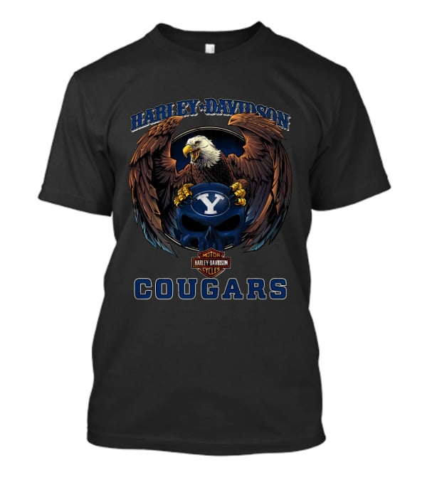 Harley Davidson Byu Cougars Eagle Motor Cycles T-Shirt