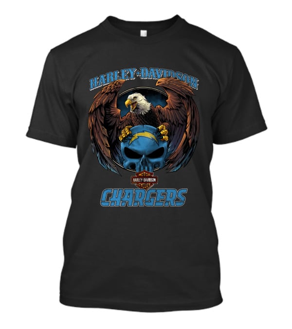 Harley Davidson Los Angeles Chargers Bald Eagle Skull T-Shirt