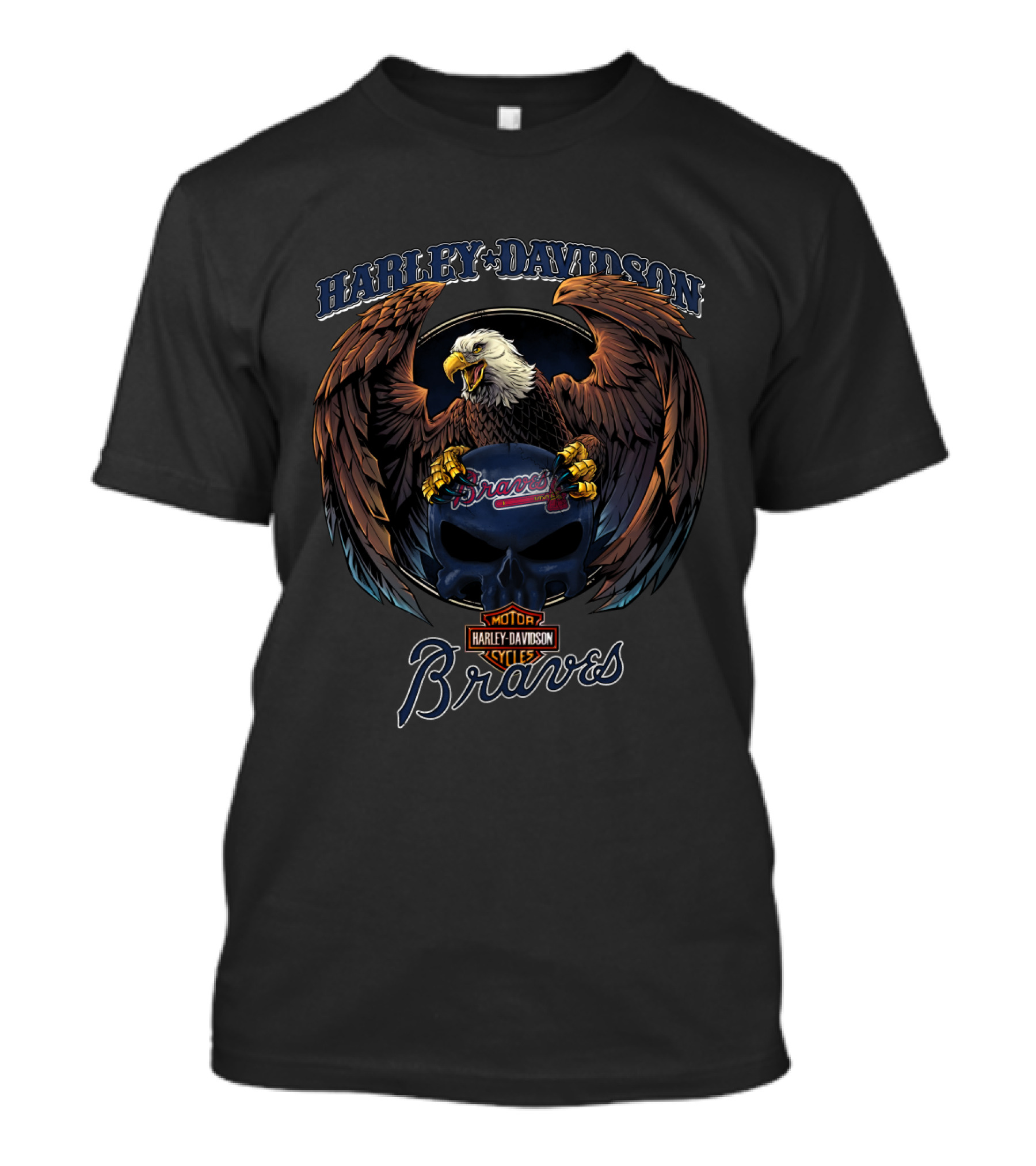 Harley Davidson Braves Eagle Motocycles Vmlb Atlanta T-Shirt