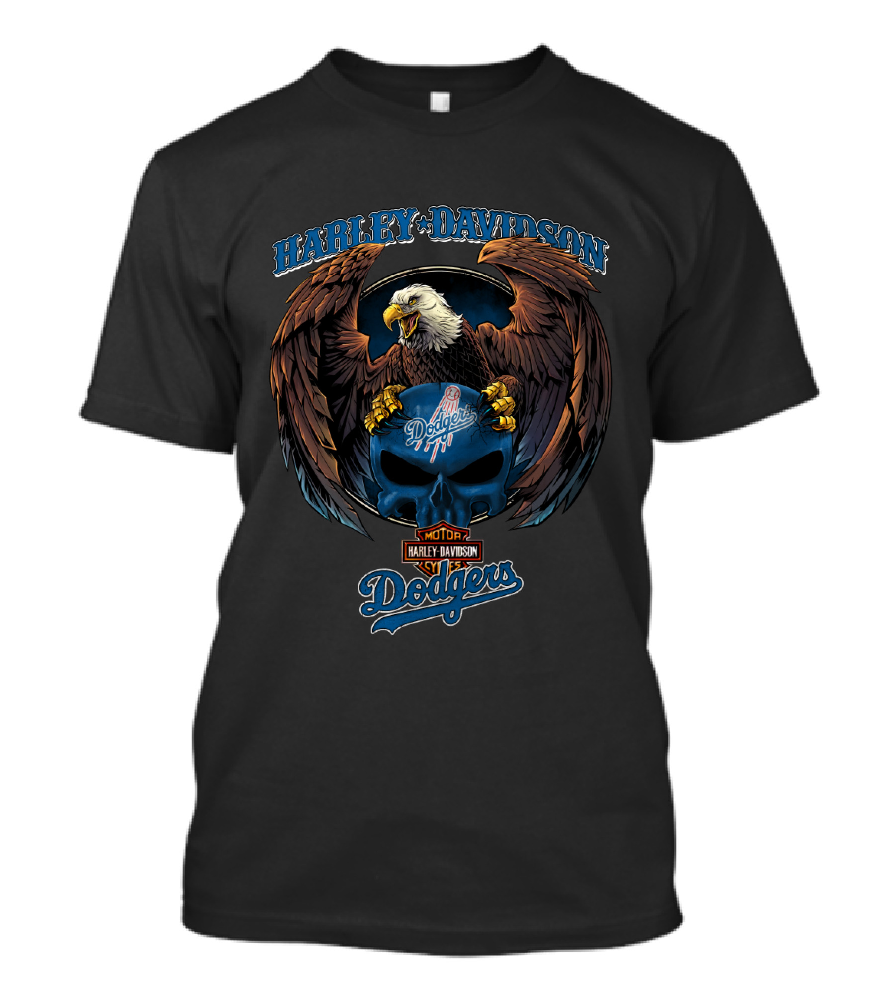 Harley Davidson Los Angeles Dodgers Eagle Skull Motor T-Shirt