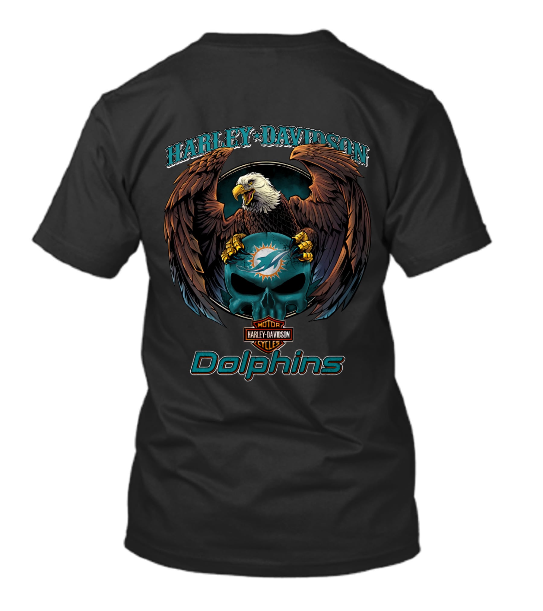 Harley Davidson Miami Dolphins Motor Cycles Eagle T-Shirt