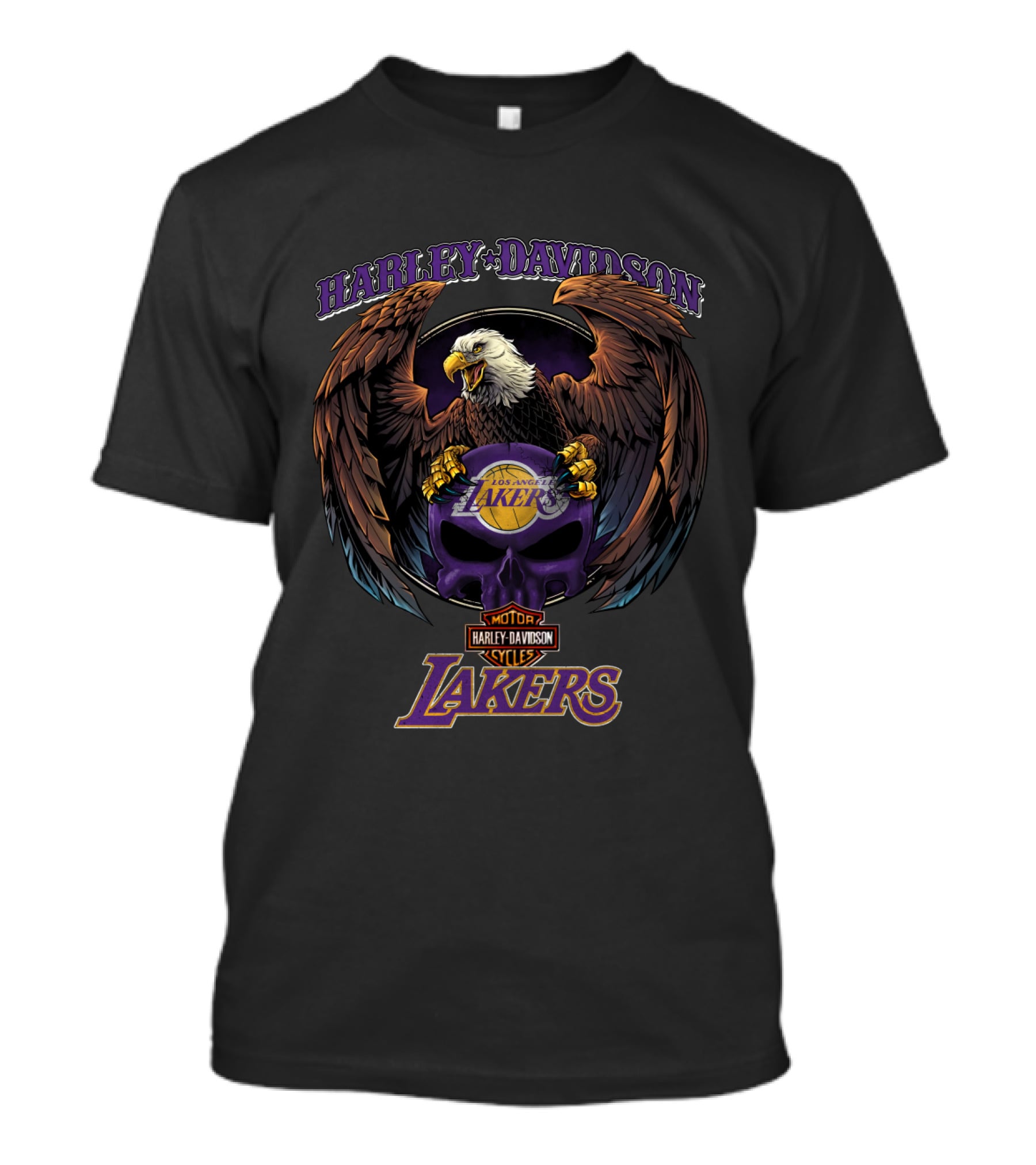 Harley Davidson Motor Los Angeles Lakers Eagle T-Shirt