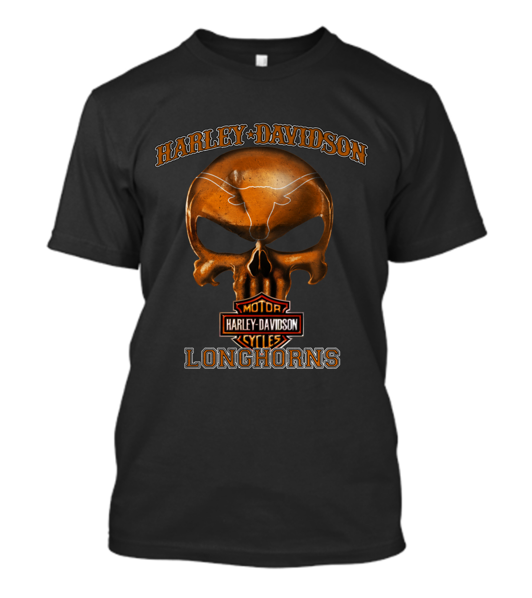Harley Davidson Skull Longhorns Texas Motorcycle Cycles T-Shirt