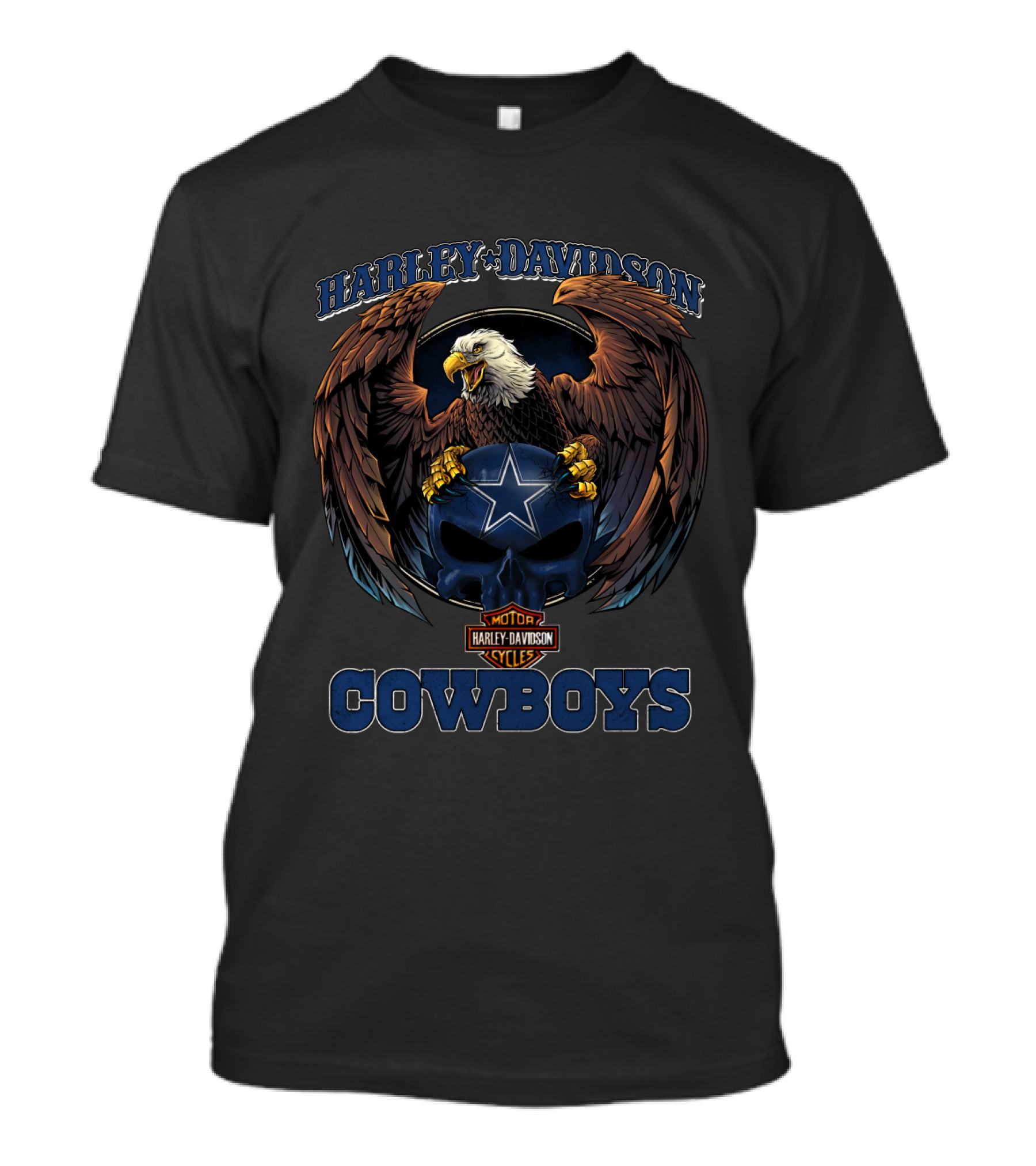 Harley Davidson Motorcycles Dallas Cowboys Eagle Star Helmet T-Shirt