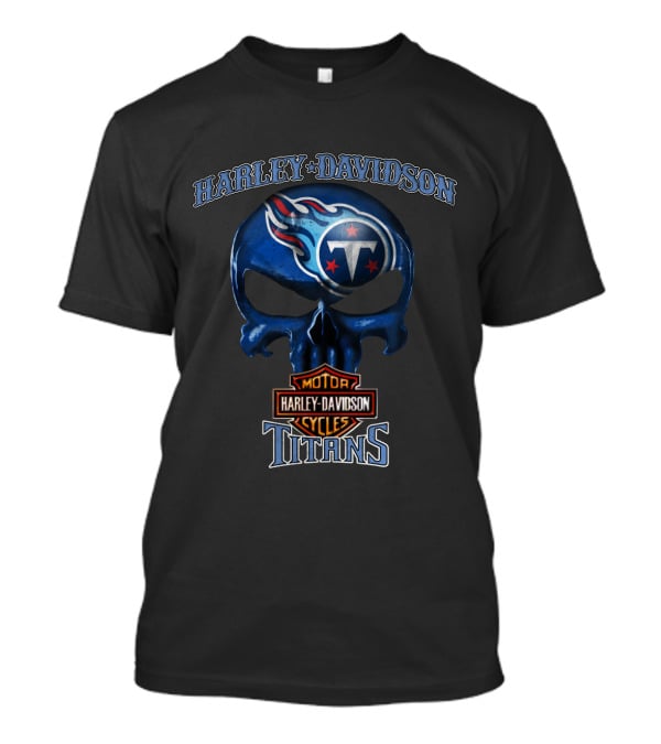 Harley Davidson Skull Tennessee Titans Nfl Motor Cycles T-Shirt