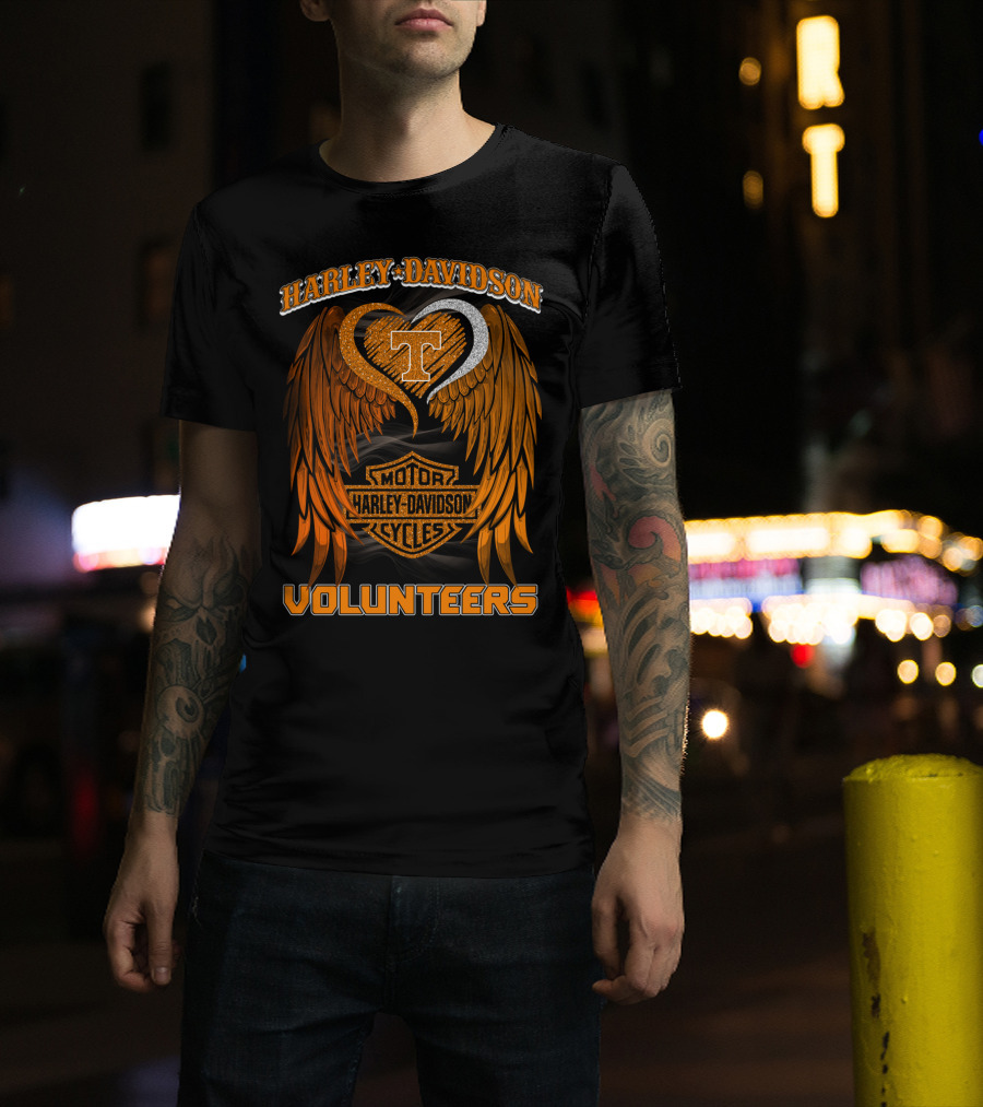 Harley Davidson Motor Cycles Tennessee Volunteers Wings T-Shirt