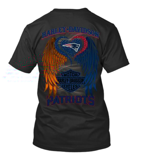 Harley Davidson Motor Cycles Patriots Wings Heart Hd2805 Nfl New England Patriots T-Shirt