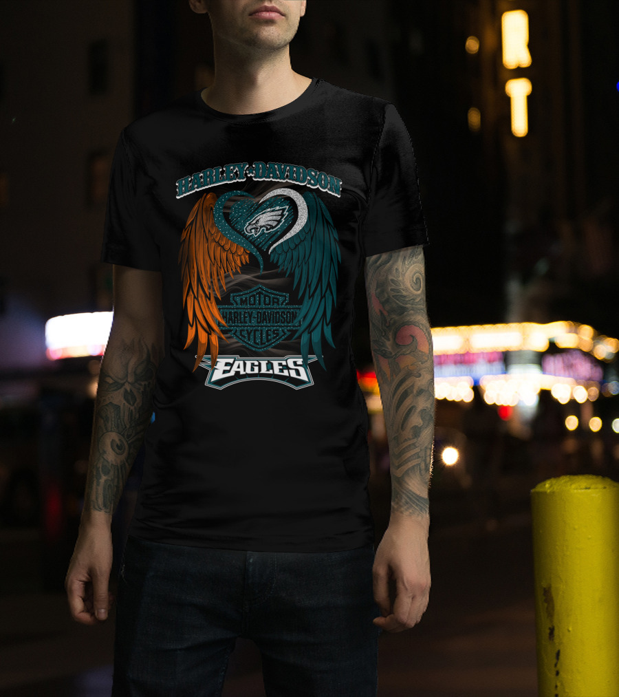 Harley Davidson Philadelphia Eagles Motor Cycles Nfl T-Shirt