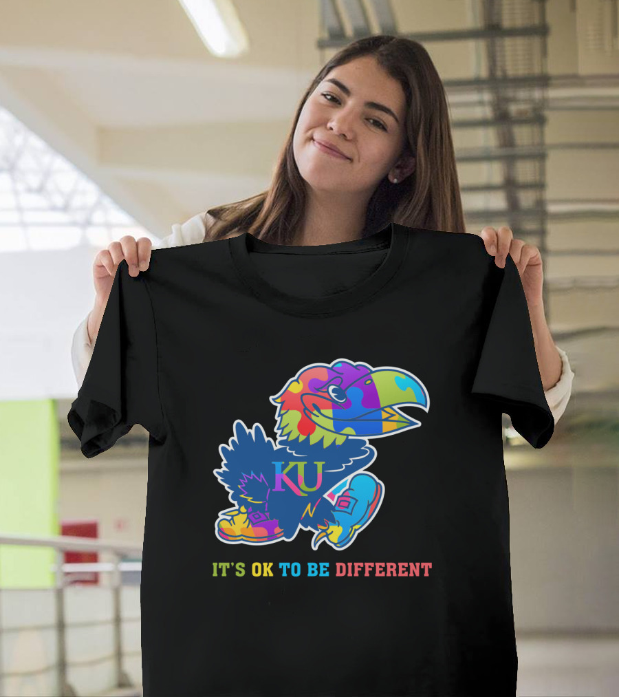 KU Jayhawks It's OK To Be Different Rainbow Mascot T-Shirt