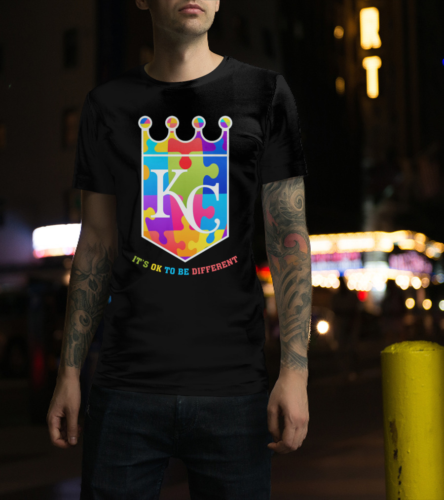 Kansas City Royals KC Puzzle Crown It's OK To Be Different T-Shirt